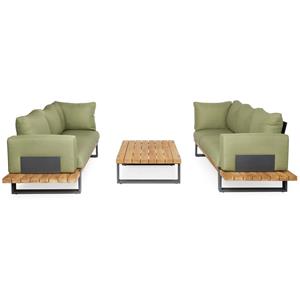 SUNS Nardo sofa loungeset 5 delig soft green mixed weave / matt royal grey