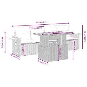 vidaXL 5-delige Loungeset met kussens poly rattan zwart