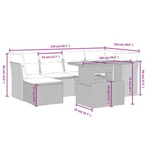 vidaXL 7-delige Loungeset met kussens poly rattan zwart