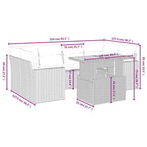 vidaXL 7-delige Loungeset met kussens poly rattan zwart
