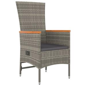 vidaXL Tuinstoelen 2 st verstelbaar met kussens poly rattan grijs
