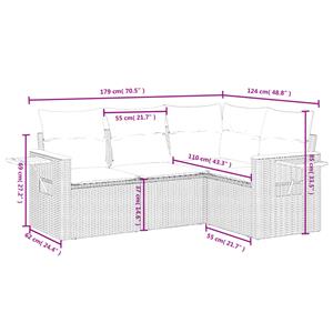 vidaXL 4-delige Loungeset met kussens poly rattan zwart