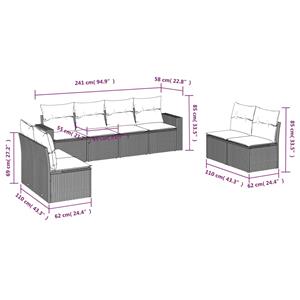 vidaXL 8-delige Loungeset met kussens poly rattan bruin