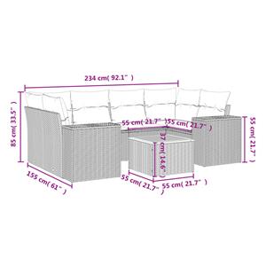 vidaXL 7-delige Loungeset met kussens poly rattan zwart