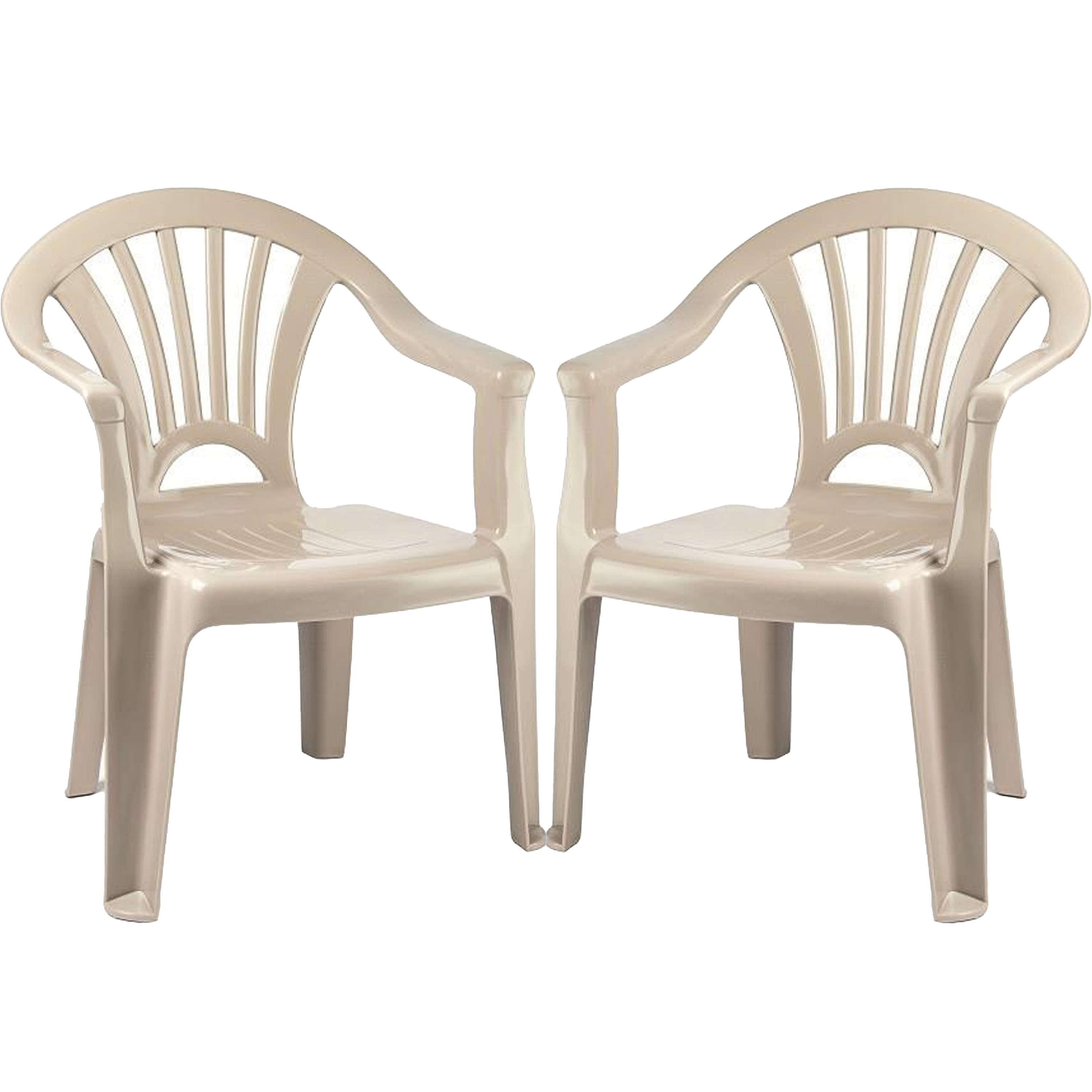 PlasticForte Kinderstoel - 2x stuks - kunststof - beige - 35 x 28 x 50 cm - tuin/camping/slaapkamer -