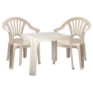 Forte Plastics Kinderstoelen 2x met tafeltje set - buiten/binnen - beige - kunststof -