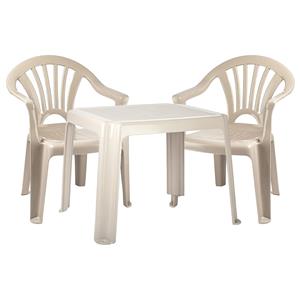 Forte Plastics Kinderstoelen 4x met tafeltje set - buiten/binnen - beige - kunststof -