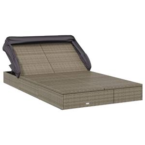 vidaXL Ligbed 2-persoons met dak 213x118x97 cm poly rattan grijs