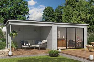 Platinum Outdoor Life Products | Tuinhuis Pernilla 385 x 295 met Aanbouw |  Grey