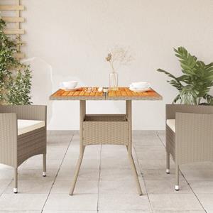 vidaXL Tuintafel 80x80x75 cm poly rattan en acaciahout beige