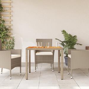 vidaXL Tuintafel 90x90x75 cm poly rattan en acaciahout beige