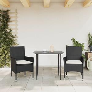 vidaXL Tuinstoelen 2 st met kussens poly rattan zwart