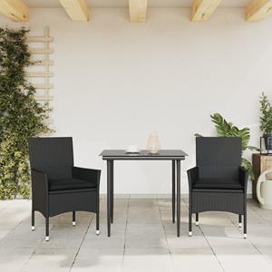 vidaXL Tuinstoelen 2 st met kussens poly rattan zwart