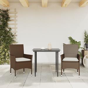 vidaXL Tuinstoelen 2 st met kussens poly rattan bruin