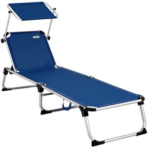 Casaria Ligbed Malta Blauw Aluminium met Zonnescherm