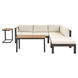 BELIANI Loungeset 5-zits aluminium zwart/beige MESSINA