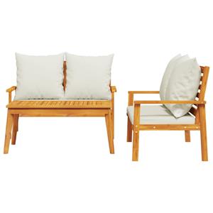 vidaXL 3-delige Loungeset met kussens massief acaciahout