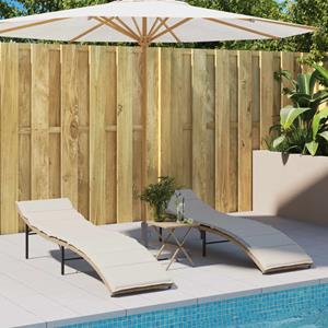 vidaXL Ligstoelen 2 st met tafel poly rattan beige