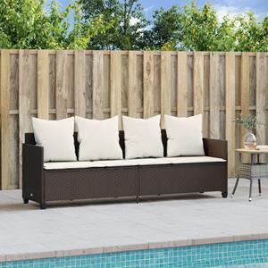 vidaXL Ligbed met kussens poly rattan bruin