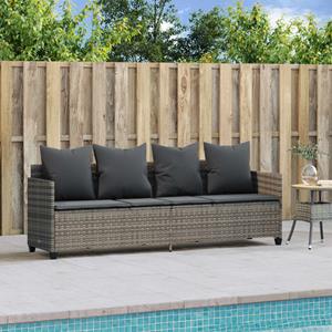 vidaXL Ligbed met kussen poly rattan grijs