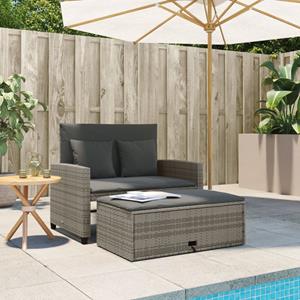 vidaXL Loungesofa Gartensofa 2-Sitzer mit Kissen Grau Poly Rattan, 1 Teile