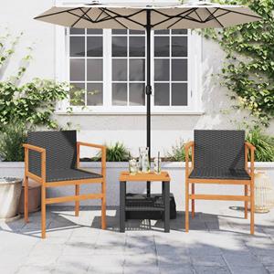 vidaXL Tuinstoelen 2 st poly rattan en massief hout zwart