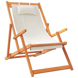vidaXL Strandstoelen 2 st inklapbaar stof crèmekleurig
