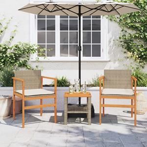 vidaXL Tuinstoelen 2 st met kussens poly rattan en massief hout beige