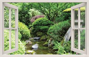 Customize-it Raam Japanse tuin 140x90cm Tuindoek - 