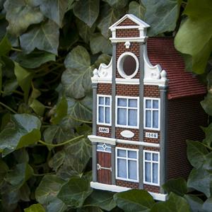 Esschert Design vogelhuisje/nestkastje - bruin - grachtenpand - halsgevel -