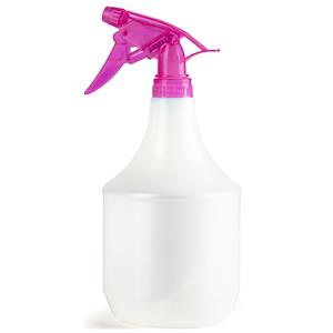 PlasticForte Plantenspuit met een inhoud van 1 liter - wit - roze verstuiver - 25 cm - kunststof -