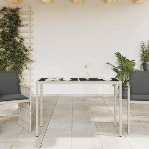 vidaXL Tuintafel met glazen blad 115x54x74 cm poly rattan lichtgrijs