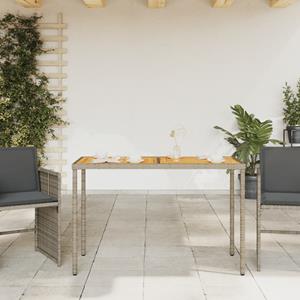 vidaXL Tuintafel met acaciahouten blad 115x54x74 cm poly rattan grijs