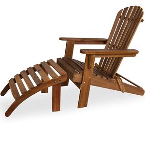 Casaria - Sonnenliege Holz Wetterfest Klappbar 160kg Belastbarkeit Fußstütze Armlehnen Garten Balkon Terrasse Holzstuhl Liege Ergonomisch Adirondack