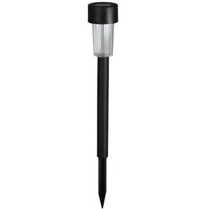 Solar tuinlamp - 1x - zwart - LED warm wit - oplaadbaar - D4,7 x H32,5 cm -