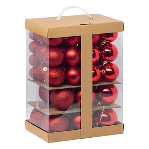 Feeric lights & Christmas Feeric Christmas Kerstballen - 60x st - 4, 6, 7 en 8 cm - rood - kunststof -