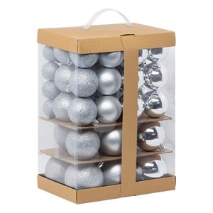 Feeric lights & Christmas Feeric Christmas Kerstballen - 60x st - 4, 6, 7 en 8 cm - zilver - kunststof -