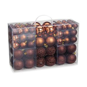 G. Wurm Wurm Kerstballen - 100x st - bruin - 3, 4 en 6 cm - kunststof - kerstversiering -