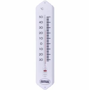 Thermometer binnen/buiten - kunststof - wit - 19 x 5 cm -