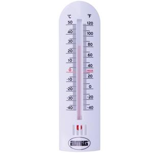 Thermometer binnen/buiten - kunststof - wit - 30 x 6,5 cm - Celsius/Fahrenheit -