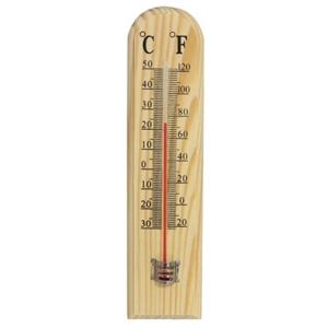 Gerimport Binnen/buiten thermometer hout 20 x 5 cm -