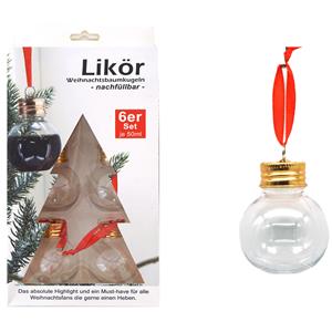 Stern fabrik kerstballen - vulbaar - likeur/vloeistof - 6x- 50 ml -6cm -