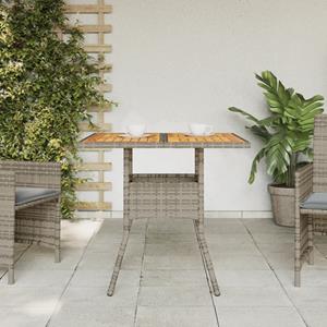 vidaXL Tuintafel met acaciahouten blad 80x80x75 cm poly rattan grijs