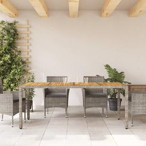 vidaXL Tuintafel met acaciahouten blad 190x90x75 cm poly rattan grijs