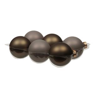 Othmar Decorations Kerstballen - 6x st - grijs/bruin - 8 cm - glas - mat/glans -