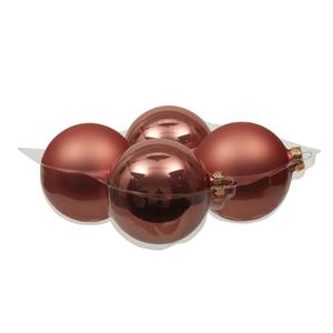 Othmar Decorations Grote kerstballen - 4x st - koraal roze - 10 cm - glas -