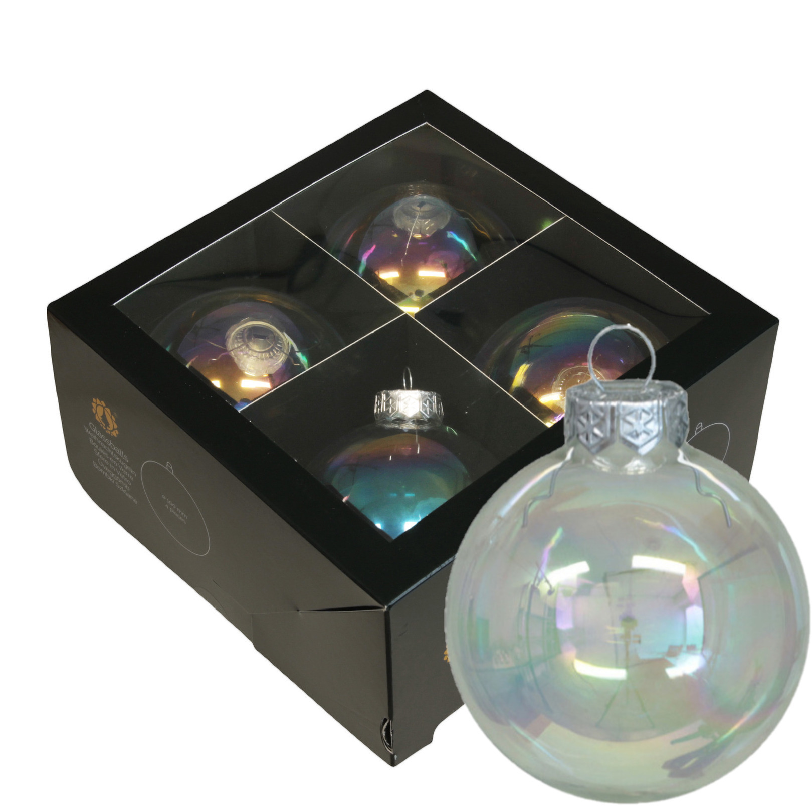 Othmar Decorations Kerstballen van glas - 4x - transparant parelmoer -10 cm -milieubewust -