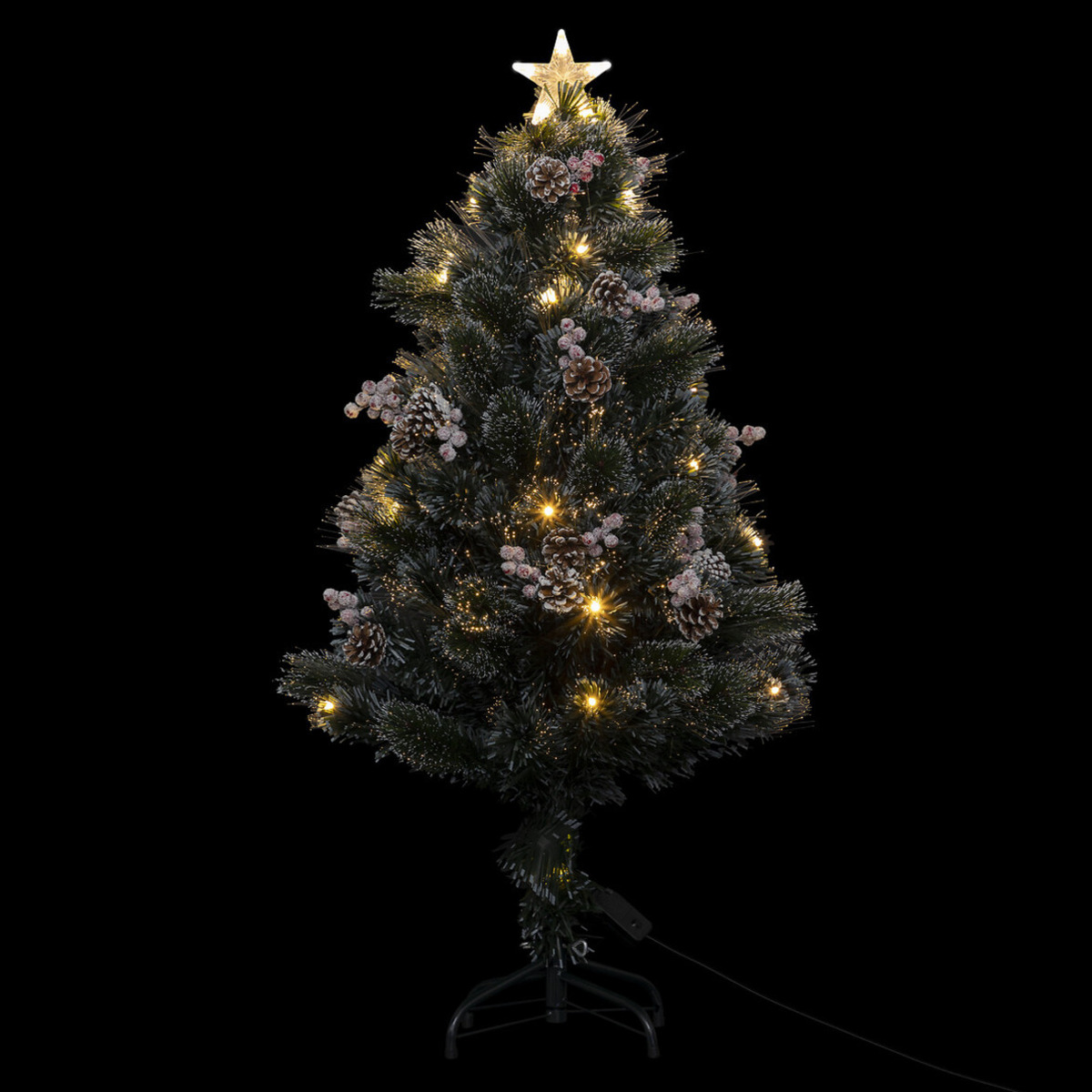 Feeric lights & Christmas Kleine kunst kerstboom/kunstboom -H120 cm - met decoratie en licht -