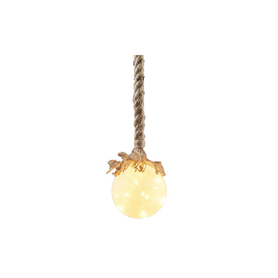Luca Lighting Verlichte kerstbal aan touw - glas - 10 cm - 15 leds - warm wit -