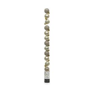 Decoris mini kerstballen - 14x st - champagne - 3 cm - kunststof -